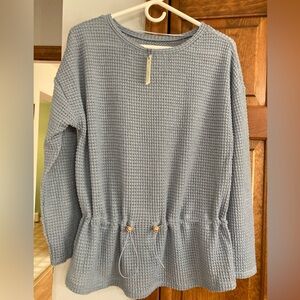 NWT Cupio Waffle Knit Cinch Waist Top S Small